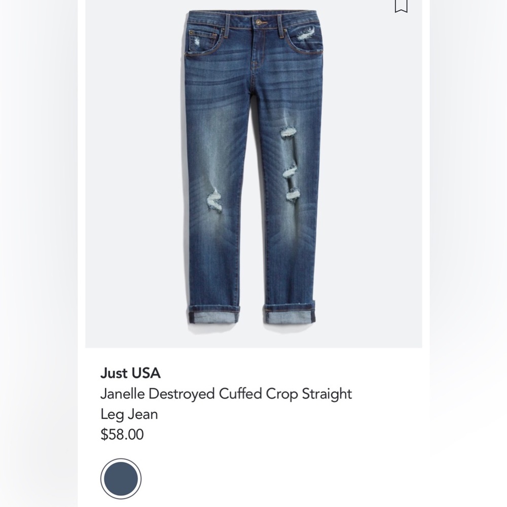 Just USA Cuffed Cropped Straight Leg Jeans, size 27